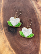 Handbeaded white hearts with pink accent