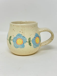 Handmade handpainted small blue flower ceramic mug