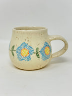 Handmade handpainted small blue flower ceramic mug