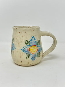 Handmade handpainted blue flower ceramic mug