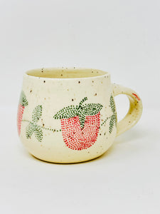 Handmade handpainted strawberry ceramic mug