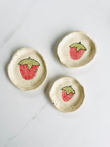 Handmade handpainted little ceramic strawberry dish