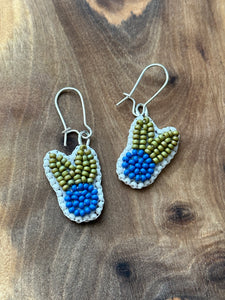 Handmade hand beaded mini blueberry earrings
