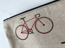 Load image into Gallery viewer, The Caba Pouch  - Natural Linen with Bicycles