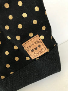Caba Pouch - Black with Gold Polka Dots and Black Bottom
