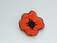 * Made to Order * Handmade Beaded Orange Poppy Pin
